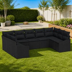 Durable 9 Piece Modular Garden Sofa Set with Storage