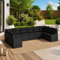 10-Piece Black Modular Outdoor Sofa Set with Storage