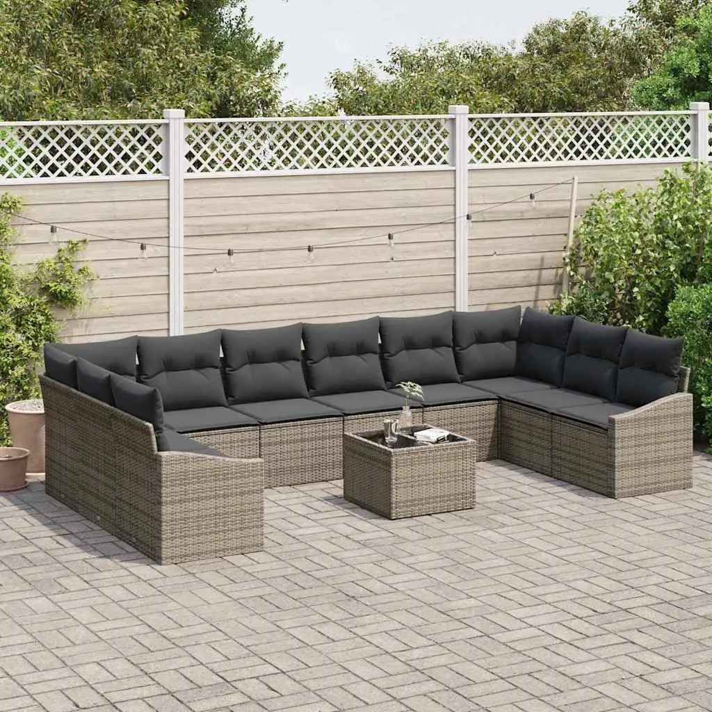 Modular Garden Sofa Set with Storage in Light Grey