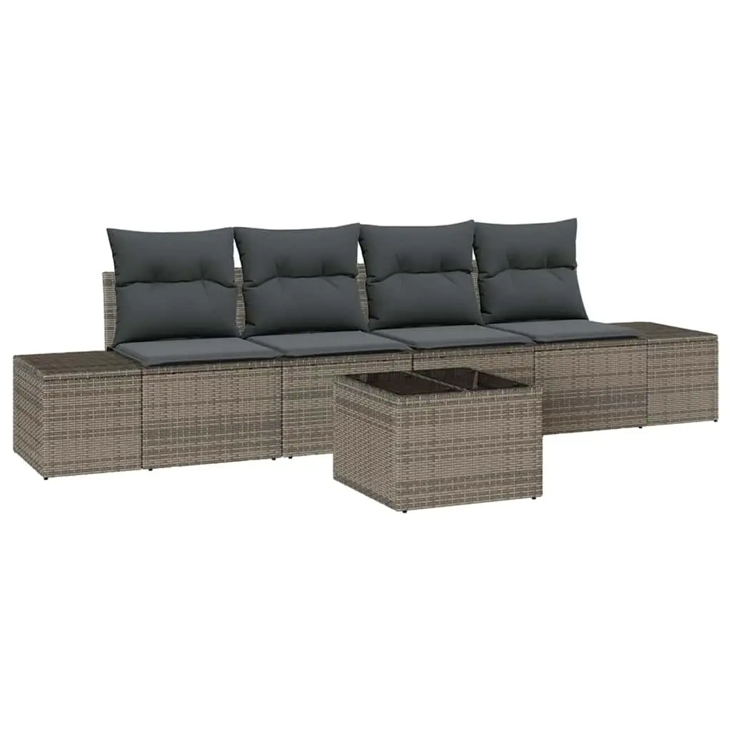 Poly Rattan Garden Sofa Set with Glass Table