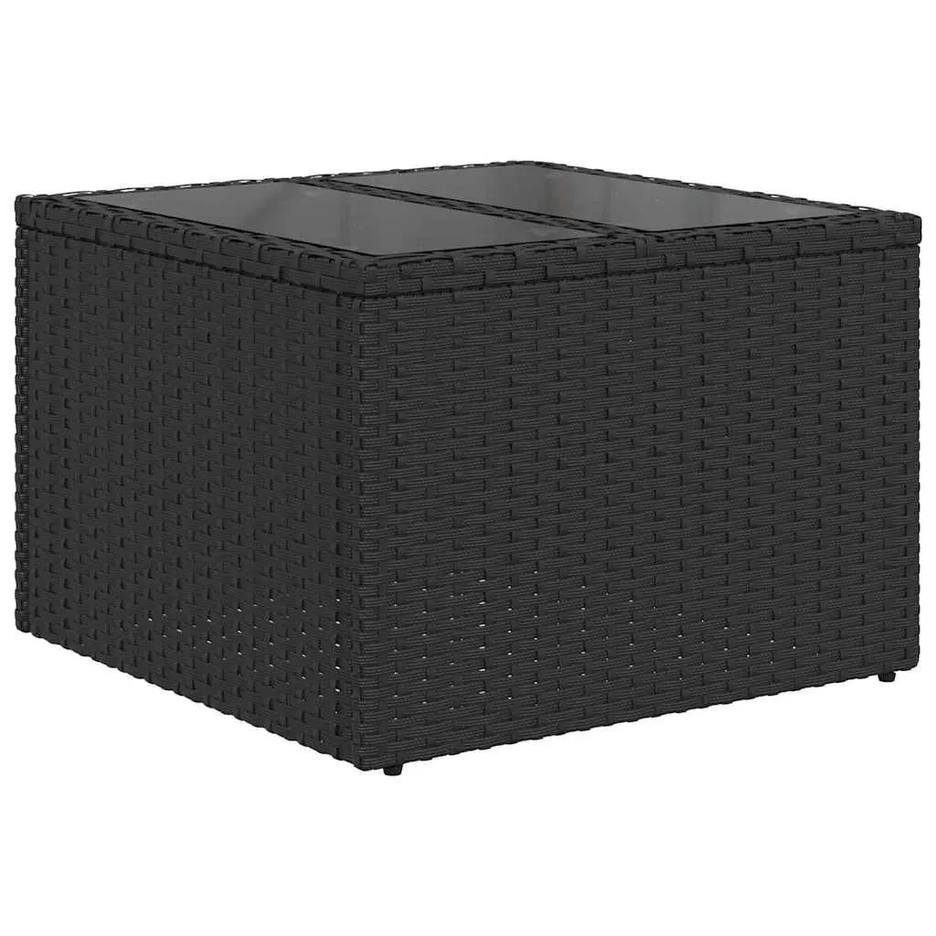 Black Poly Rattan Garden Sofa Set 6 Pieces with Cushions