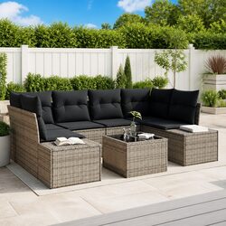 8 Piece Grey Modular Rattan Sofa Set with Storage