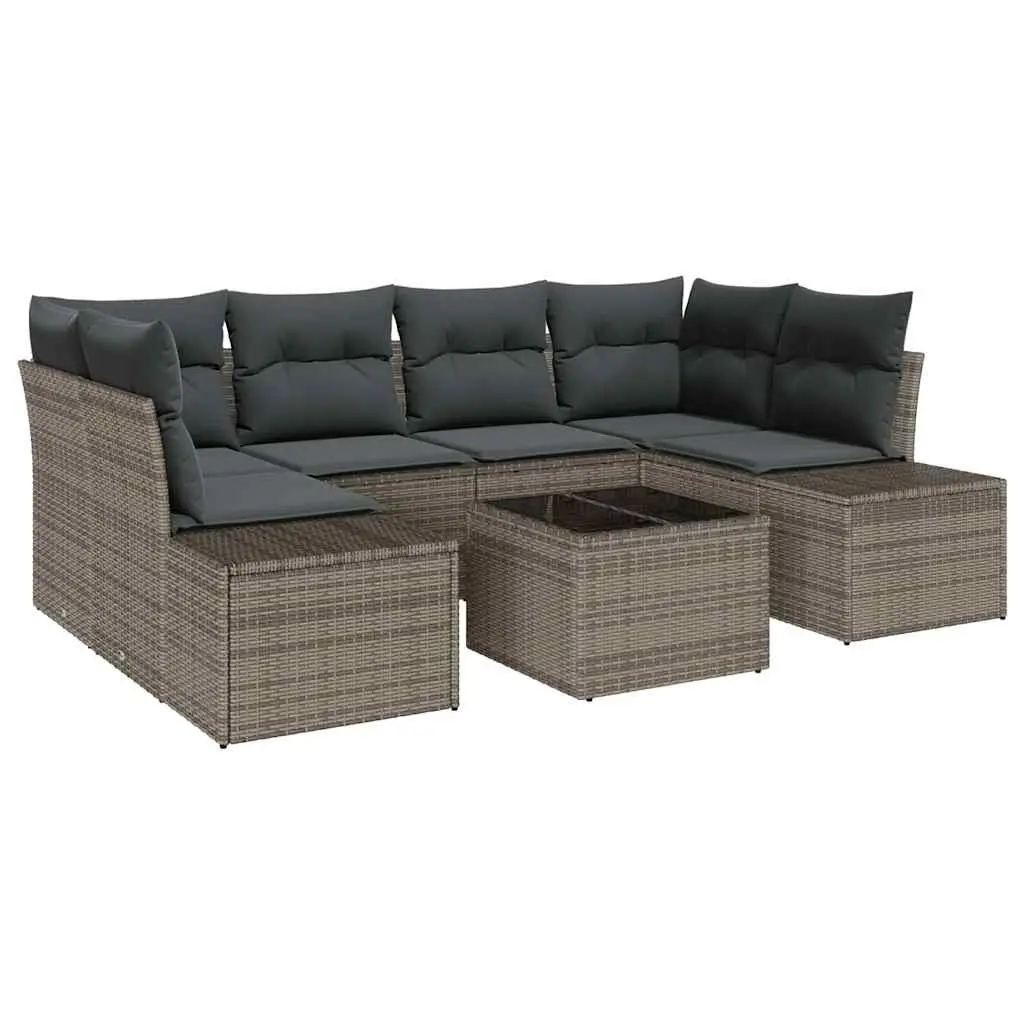 8 Piece Grey Modular Rattan Sofa Set with Storage
