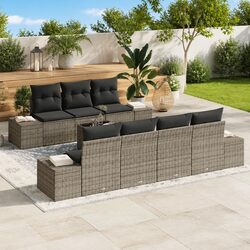 Durable 8 Piece Outdoor Garden Sofa Set in Grey