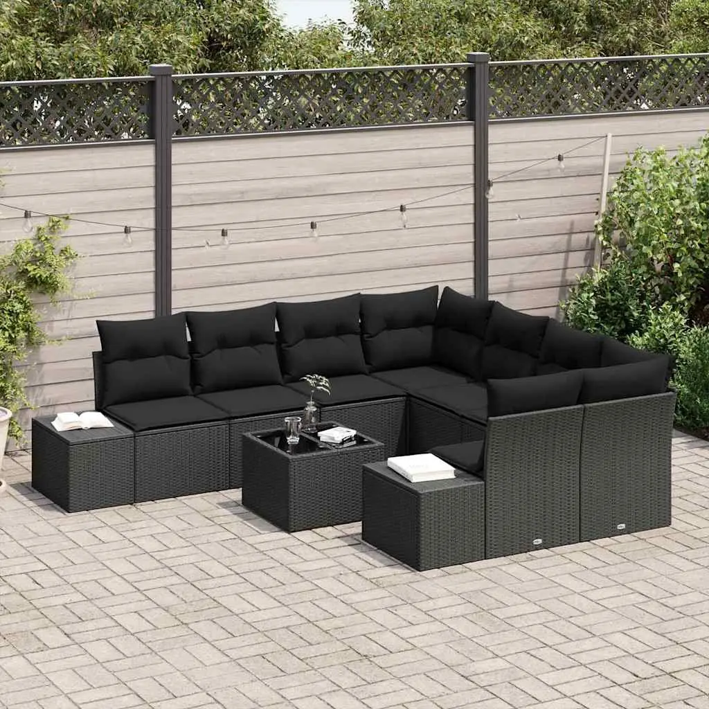 9 Piece Outdoor Sofa Set with Durable Rattan