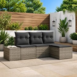Durable 4-Piece Outdoor Garden Sofa Set in Grey