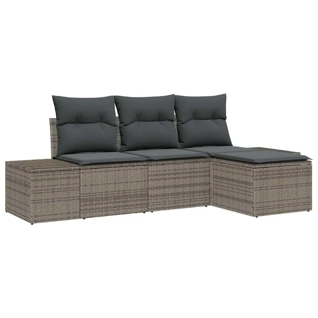 Garden Sofa Set Poly Rattan 4 Piece Outdoor Furniture Grey