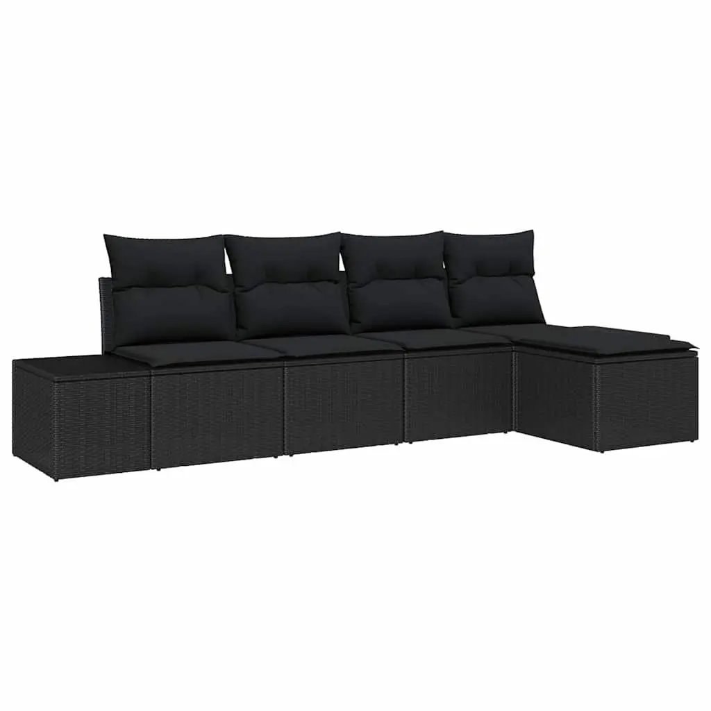 5-Piece Modular Rattan Garden Sofa Set with Storage