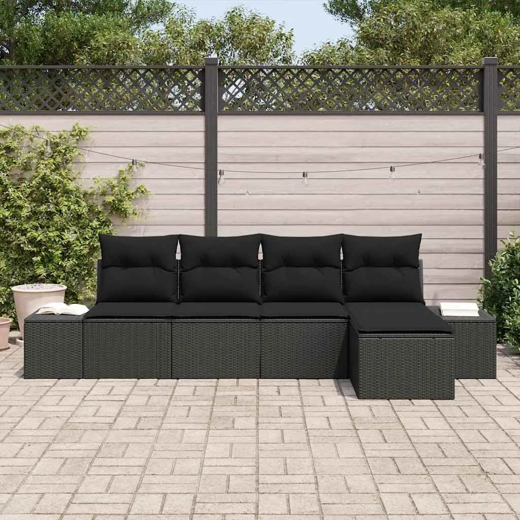 5-Piece Modular Rattan Garden Sofa Set with Storage