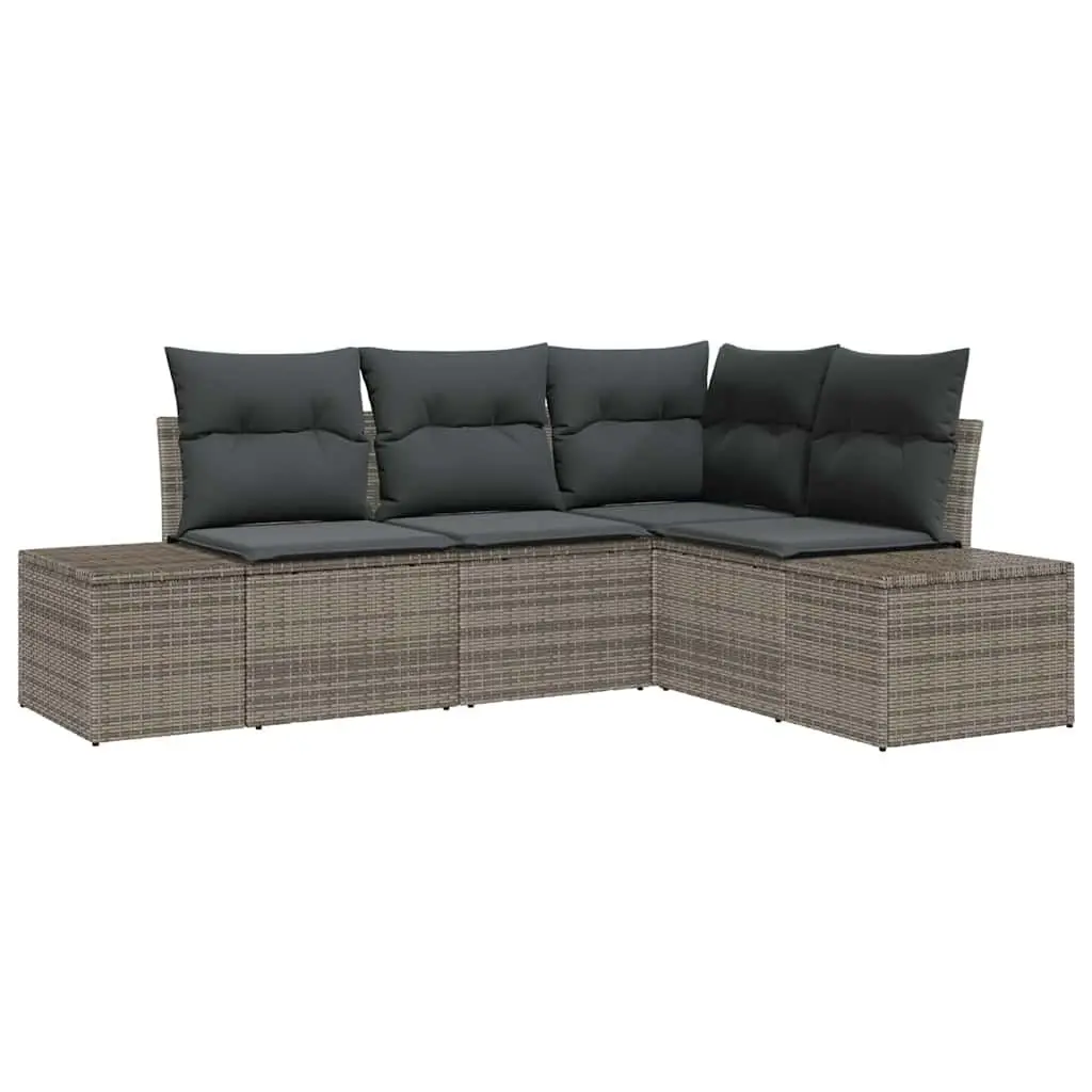 4-Piece Modular Garden Sofa Set in Grey Poly Rattan