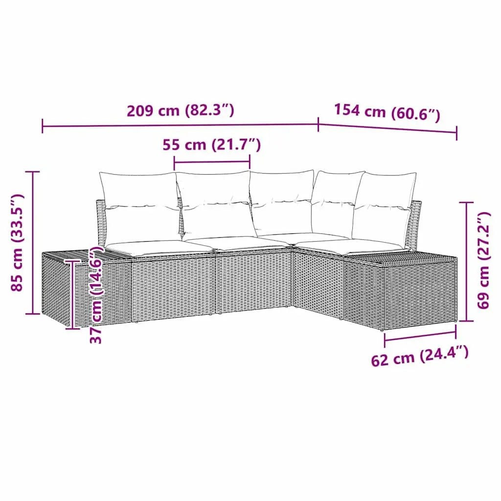 Modular Black Rattan Garden Sofa Set for Outdoor Spaces
