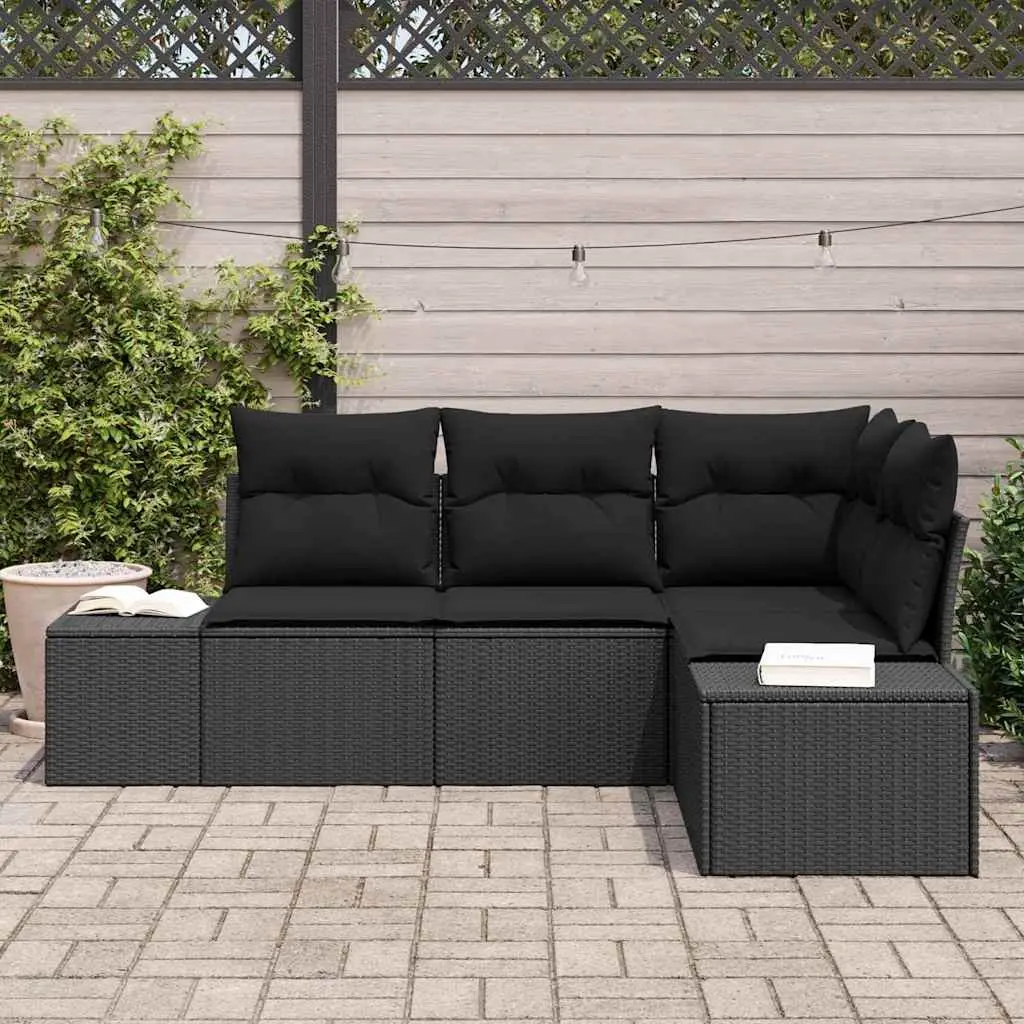 Modular Black Rattan Garden Sofa Set for Outdoor Spaces