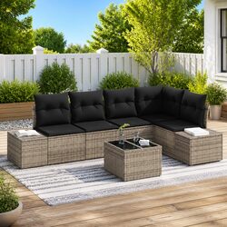 Stylish Modular Garden Sofa Set with Storage in Light Grey