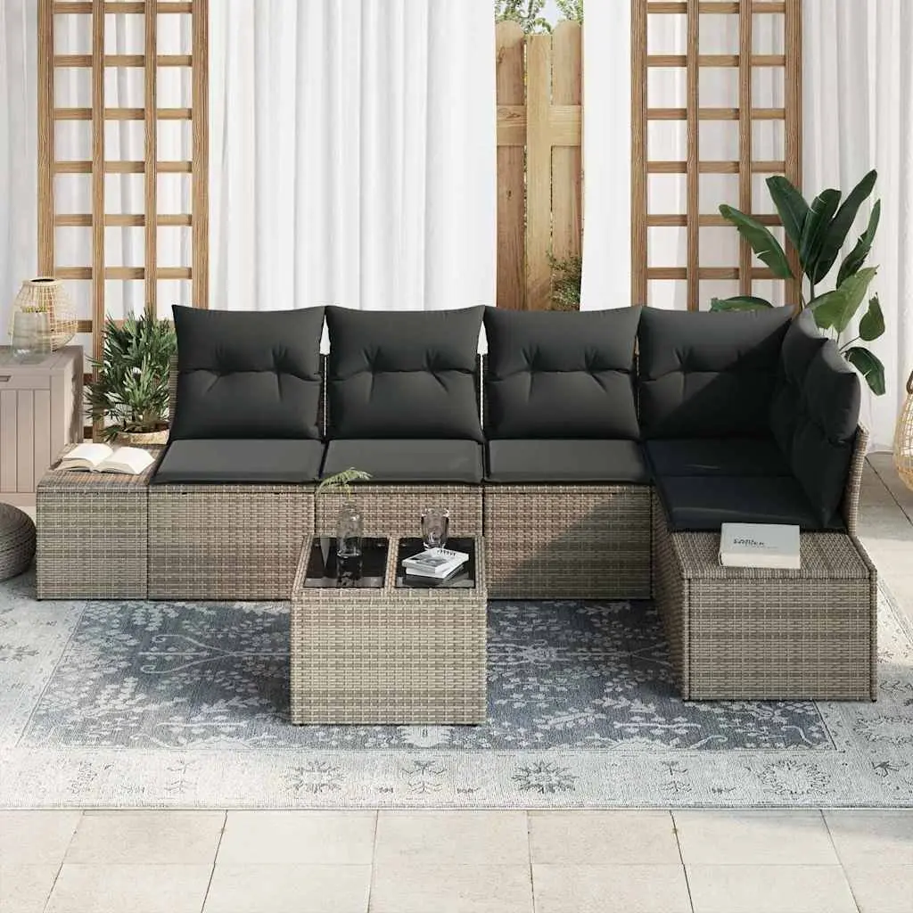 Modular Garden Sofa Set with Storage in Light Grey