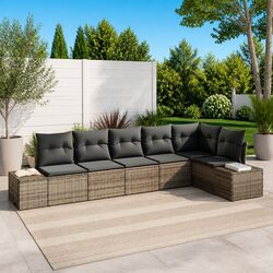 Durable 6-Piece Grey Modular Garden Sofa Set