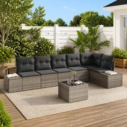 Durable Light Grey Modular Garden Sofa Set with Storage
