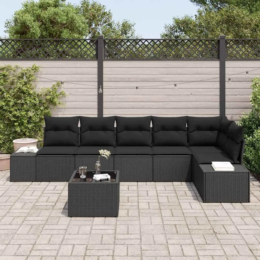 Modular Garden Sofa Set with Storage Outdoor Furniture Patio Lounge Black
