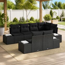 Premium 7-Piece Outdoor Modular Sofa Set in Black