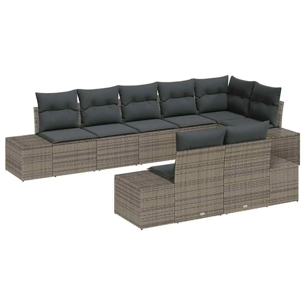 Modular 8-Piece Garden Sofa Set with Grey Poly Rattan