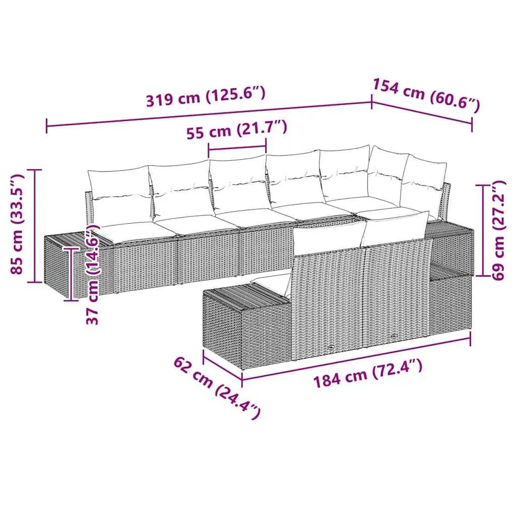 8 Piece Modular Garden Sofa Set with Storage Bag