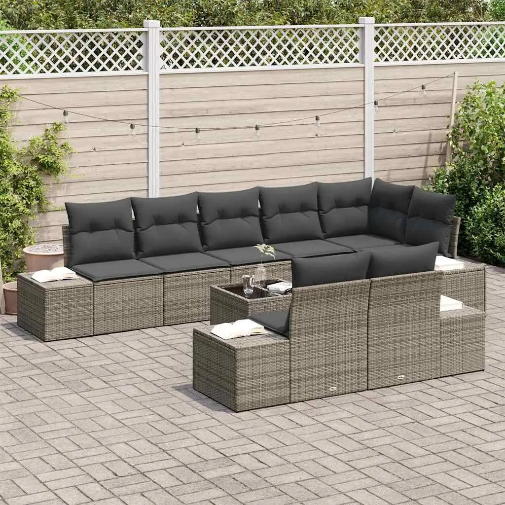 Grey Poly Rattan Garden Sofa Set with Storage Bag