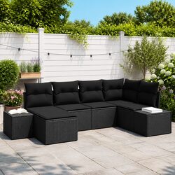 Stylish 6-Piece Modular Garden Sofa Set in Black