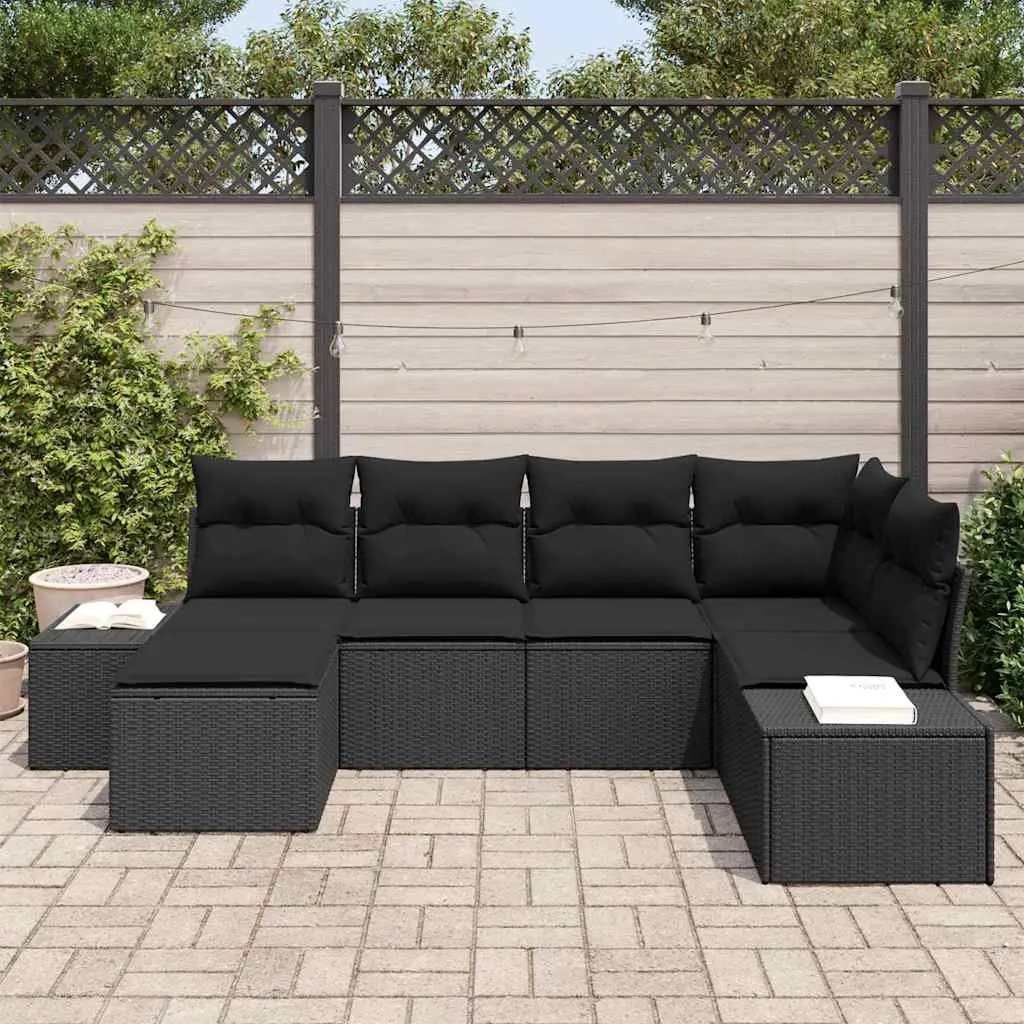 6-Piece Modular Garden Sofa Set in Black
