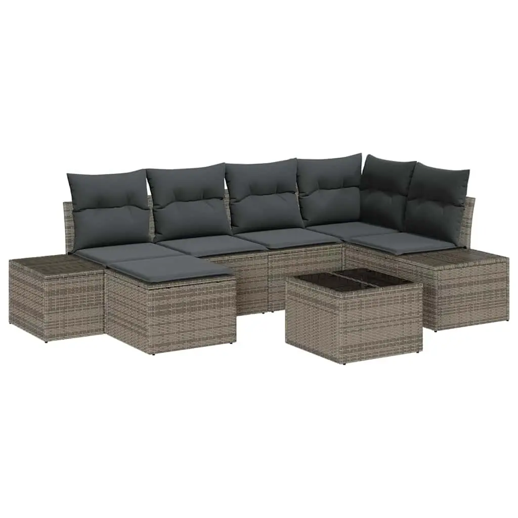 6-Piece Modular Garden Sofa Set in Grey Rattan