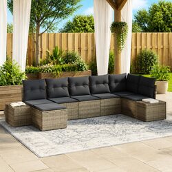 7-Piece Grey Rattan Modular Outdoor Sofa Set