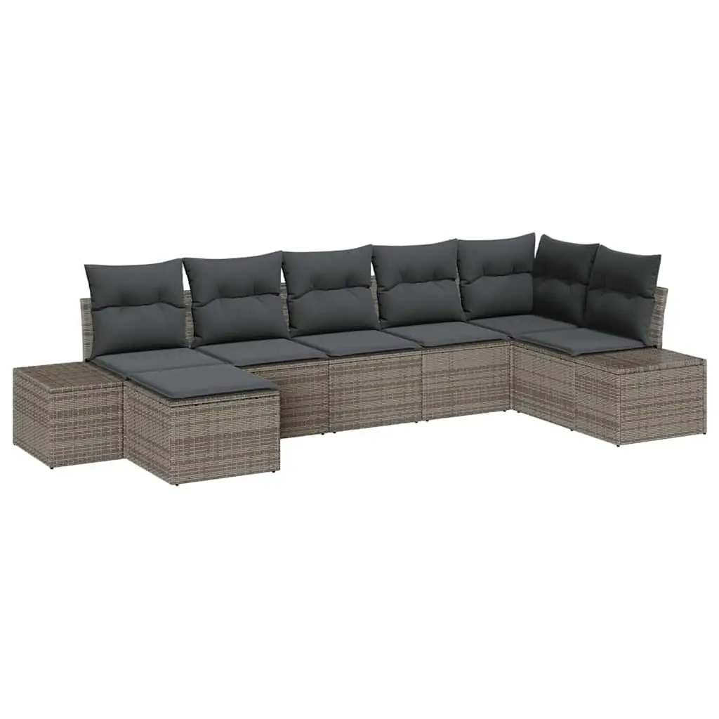 7-Piece Grey Rattan Modular Outdoor Sofa Set