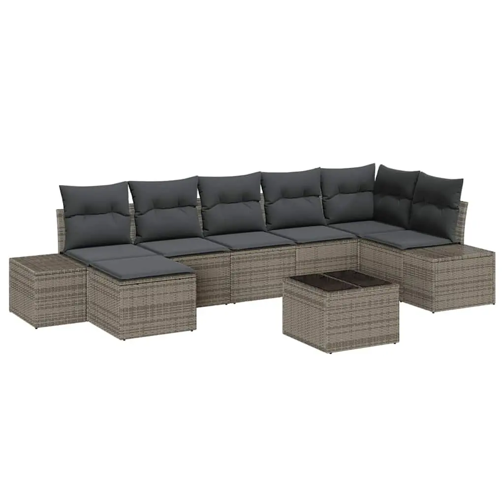 7-Piece Modular Garden Sofa Set with Cushions in Grey