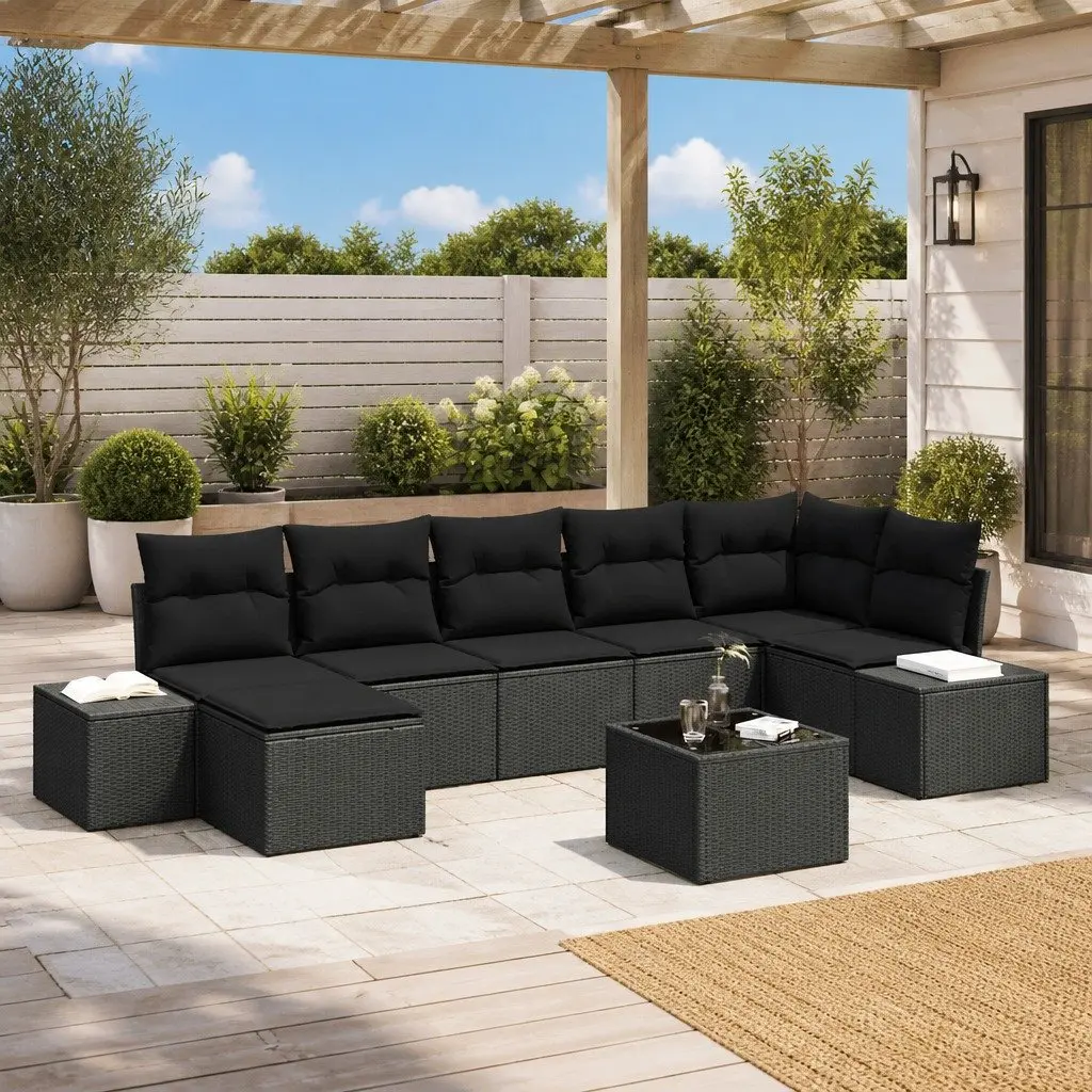 7 Piece Outdoor Garden Sofa Set Modular Sectional Patio Furniture Black Poly