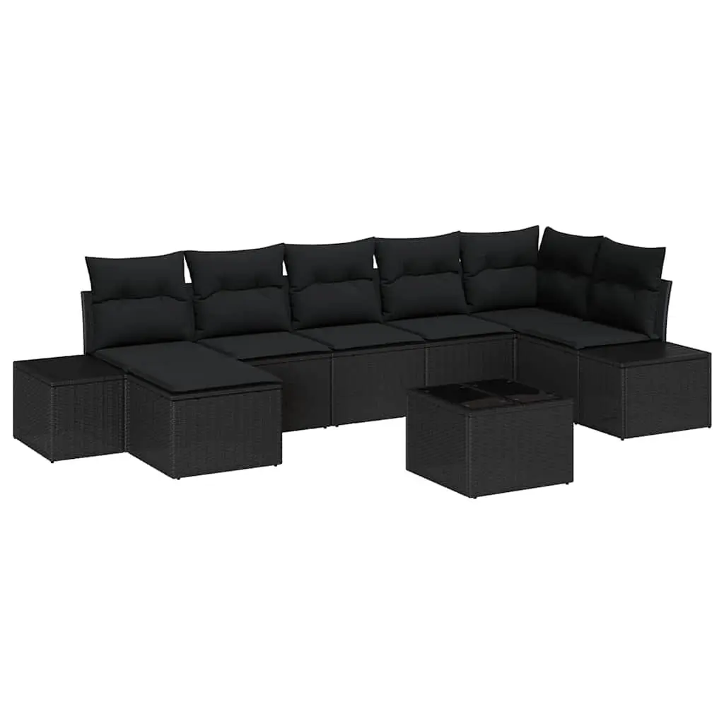 7 Piece Outdoor Garden Sofa Set Modular Sectional Patio Furniture Black Poly