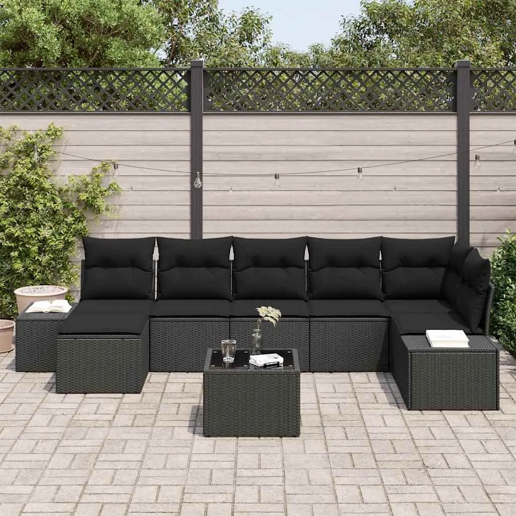 7 Piece Outdoor Garden Sofa Set Modular Sectional Patio Furniture Black Poly