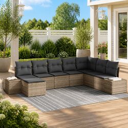 Durable 8-Piece Modular Garden Sofa Set in Grey