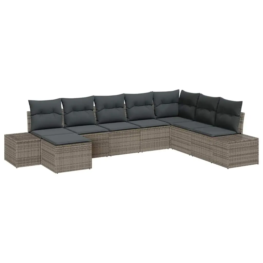 Garden Sofa Set Poly Rattan 8 Piece Modular Outdoor Furniture Grey with Cushions