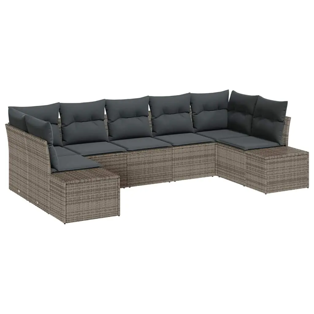Grey Modular 7-Piece Outdoor Rattan Sofa Set with Storage