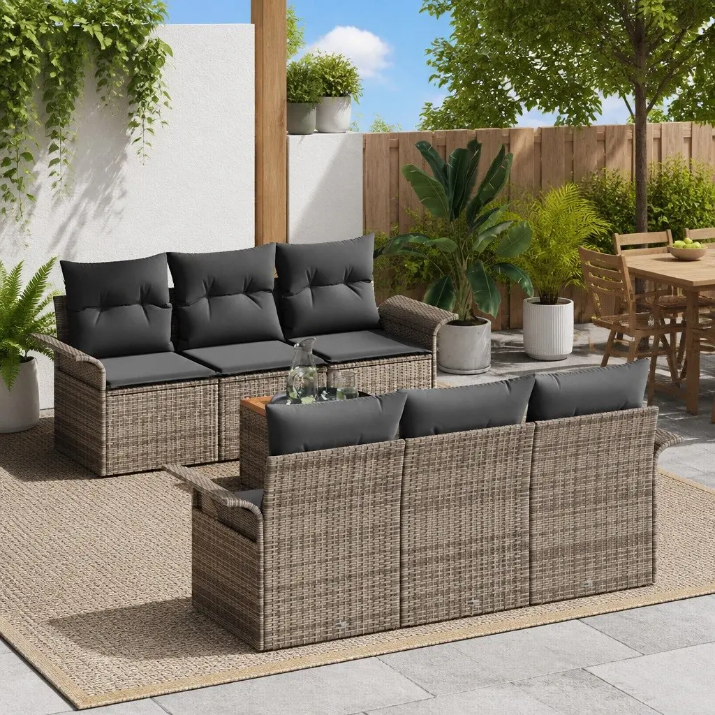 7-Piece Modular Outdoor Sofa Set in Grey Poly Rattan