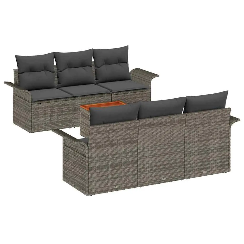 7-Piece Modular Outdoor Sofa Set in Grey Poly Rattan