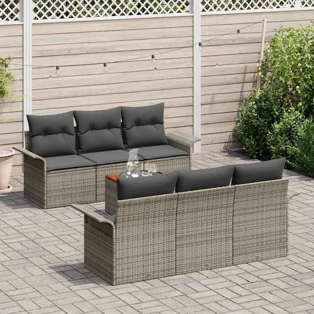 7-Piece Modular Outdoor Sofa Set in Grey Poly Rattan