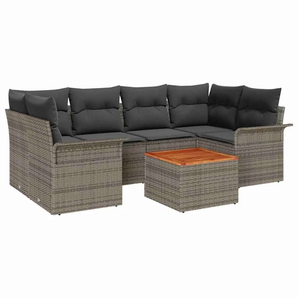 Garden Sofa Set Poly Rattan 7 Piece Modular Corner Lounge Grey