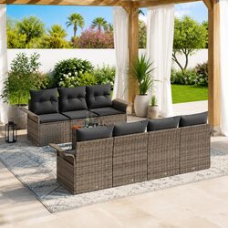 Durable Grey Modular Garden Sofa Set with Storage Bag