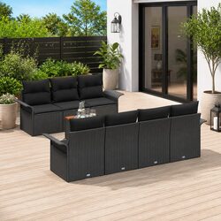 Modular 8-Piece Outdoor Sofa Set in Black