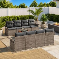 9-Piece Modular Rattan Garden Sofa Set in Grey