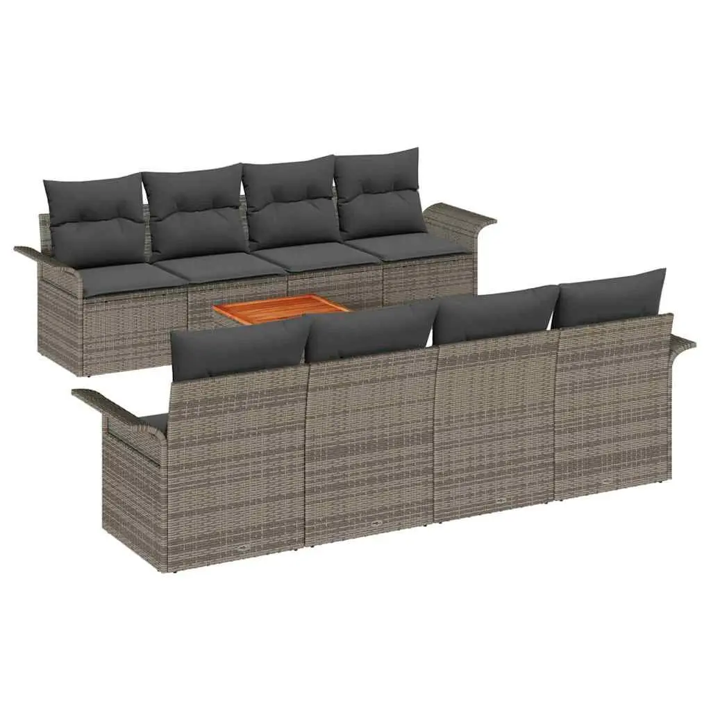 9-Piece Modular Rattan Garden Sofa Set in Grey