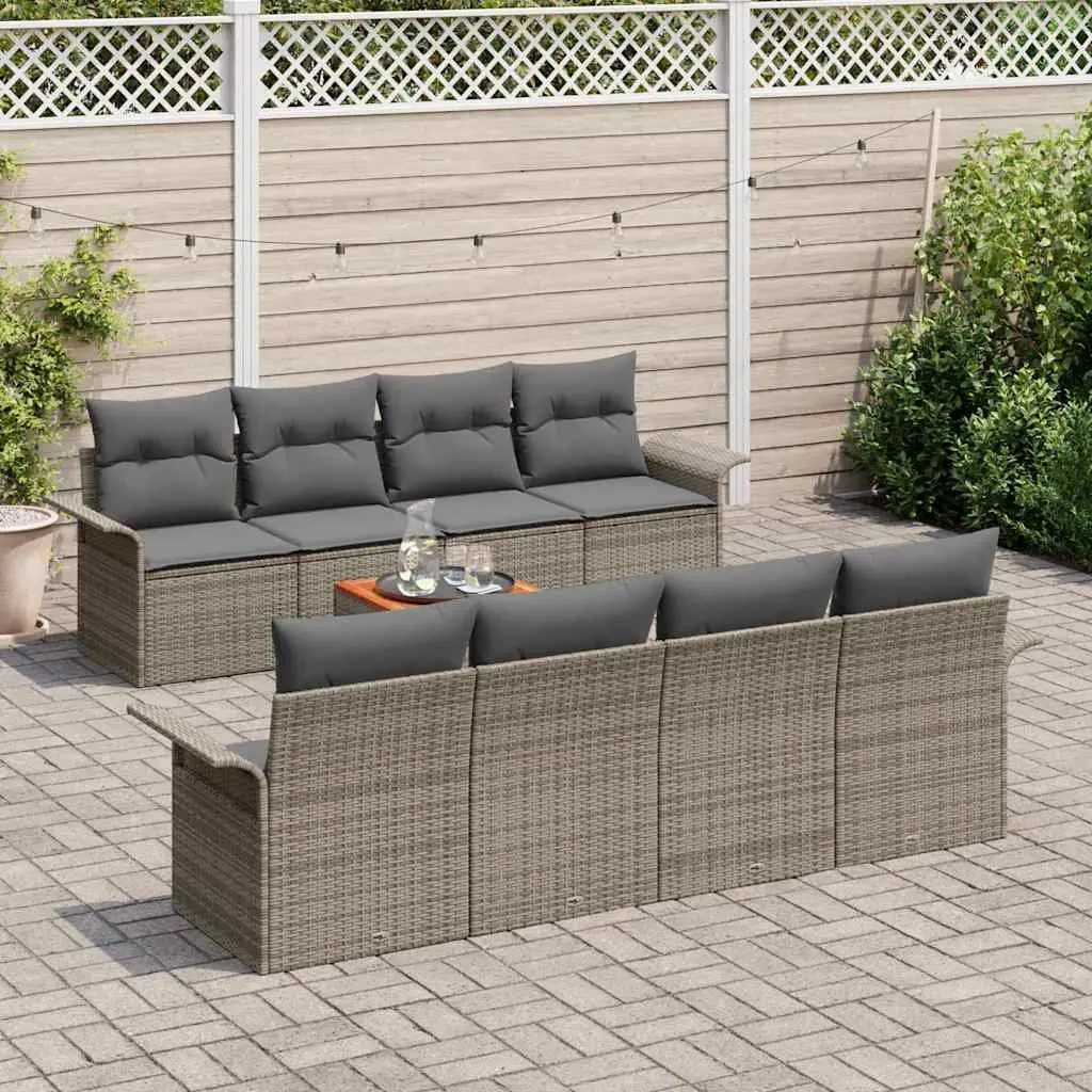 9-Piece Modular Rattan Garden Sofa Set in Grey