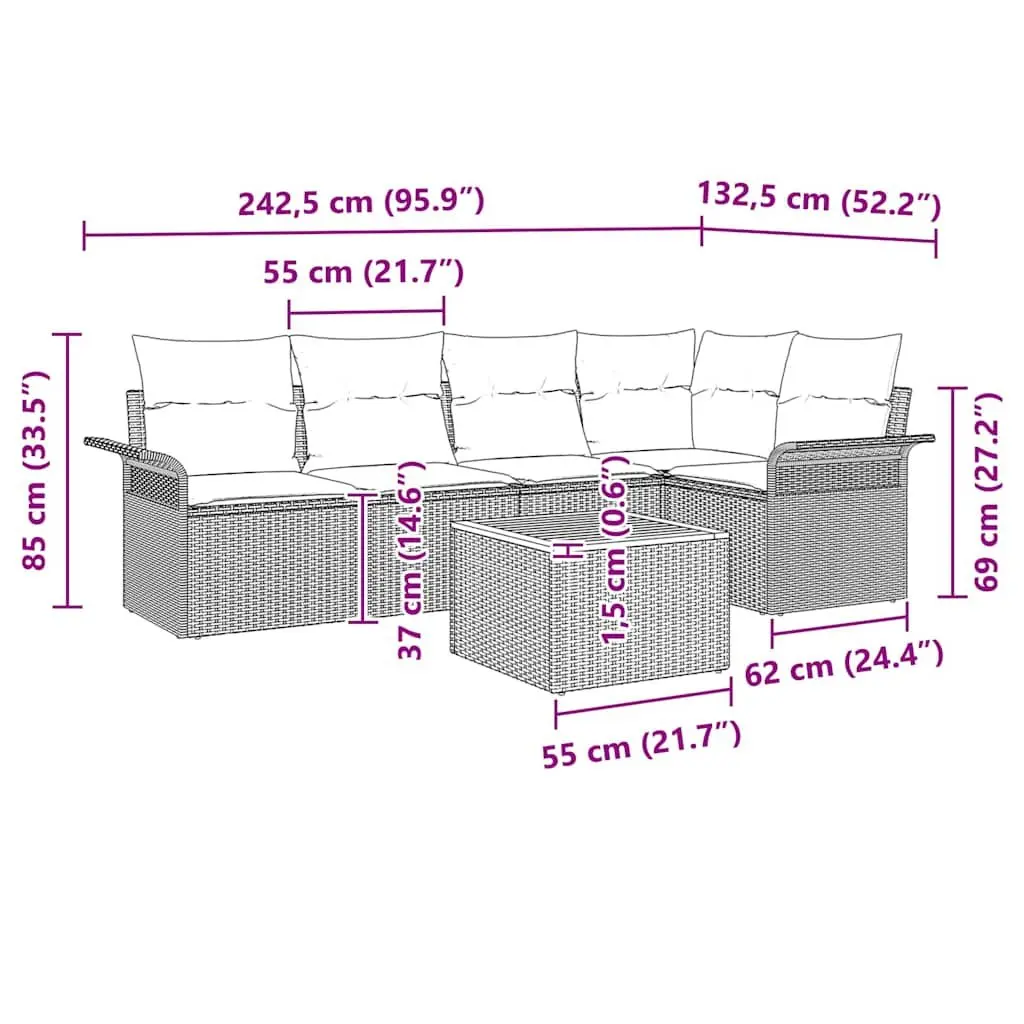 Grey Modular Outdoor Sofa Set with Integrated Storage