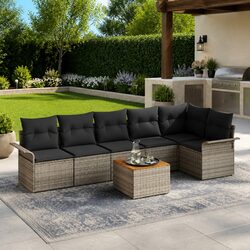 Durable Modular 7-Piece Outdoor Garden Sofa Set in Grey