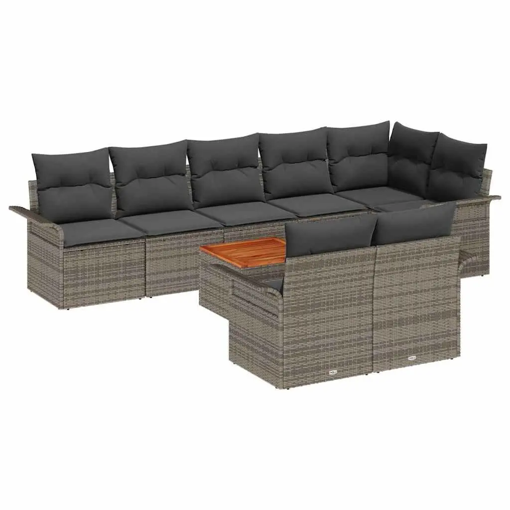 9-Piece Grey Modular Garden Sofa Set with Storage Bag