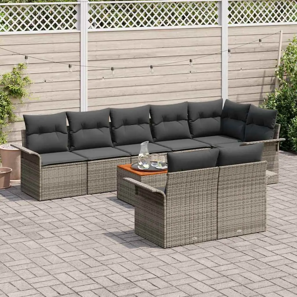 9-Piece Grey Modular Garden Sofa Set with Storage Bag
